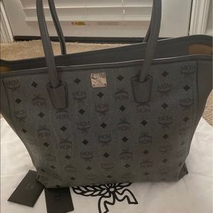 Authentic MCM Zip Shopper Large Tote Grey